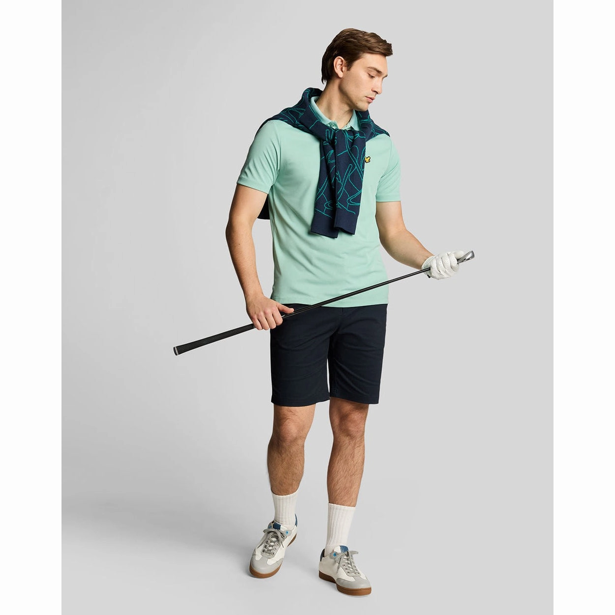 Lyle & Scott Golf Tech Polo Shirt - Mineral Turquoise Bound Seam Finish GarmentWashed Texture