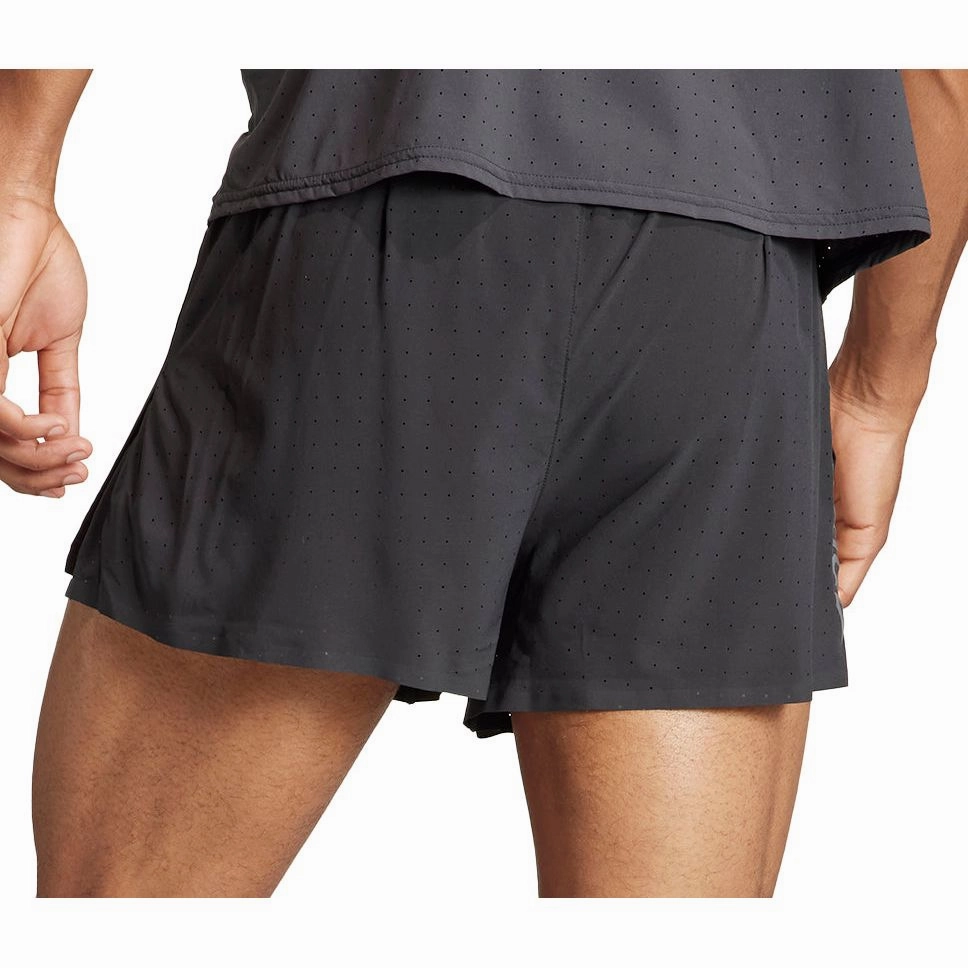 adidas Adizero Mens Split Running Shorts - Black Quick Adjust Fit QuickAccessPockets