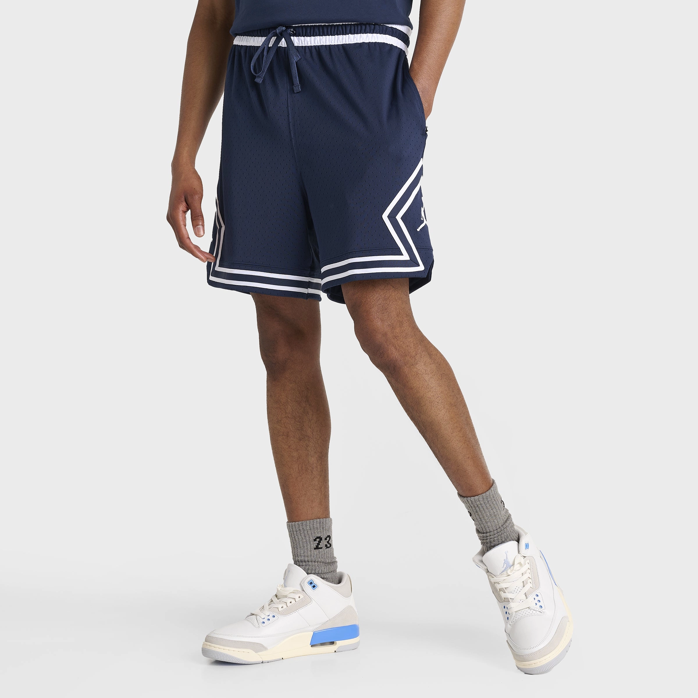 Jordan Dri-FIT Sport Mesh Shorts Midnight Navy / White - White Relax Fit