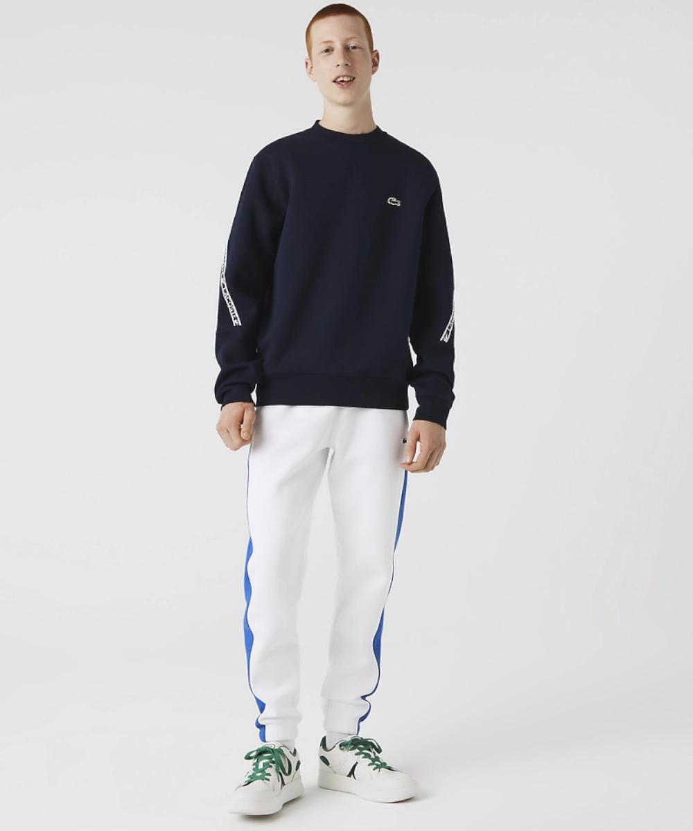 Lacoste Active Tape Crew Neck Sweater (Navy) Office Glam