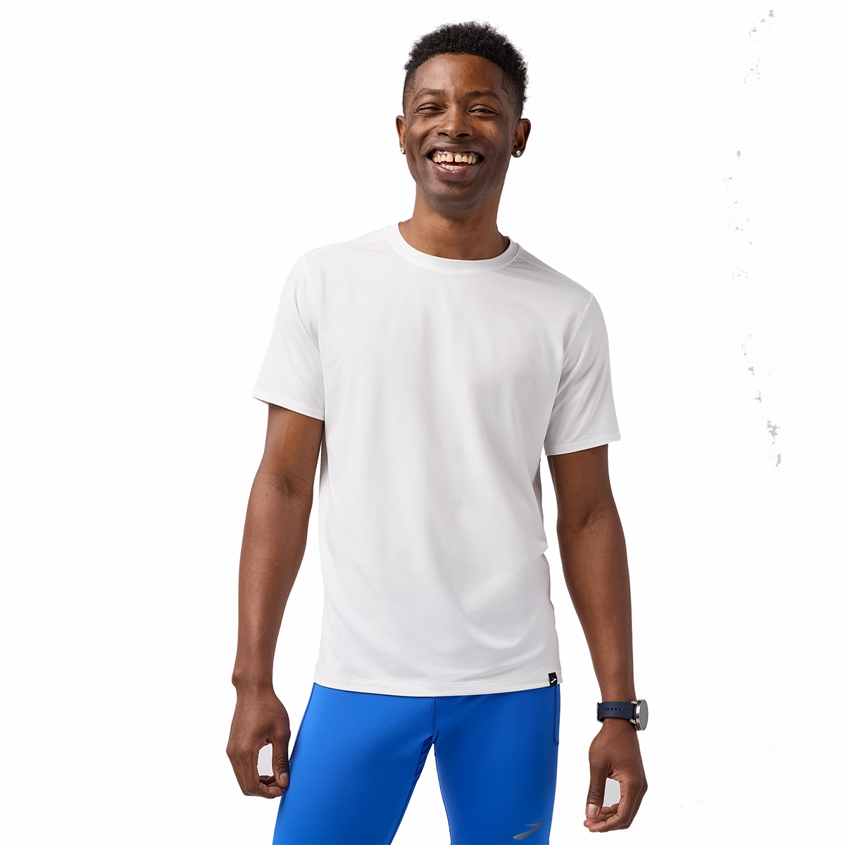Brooks Luxe Short Sleeve White   White Mens AdjustableNeckline