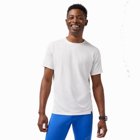 Brooks Luxe Short Sleeve White   White Mens AdjustableNeckline