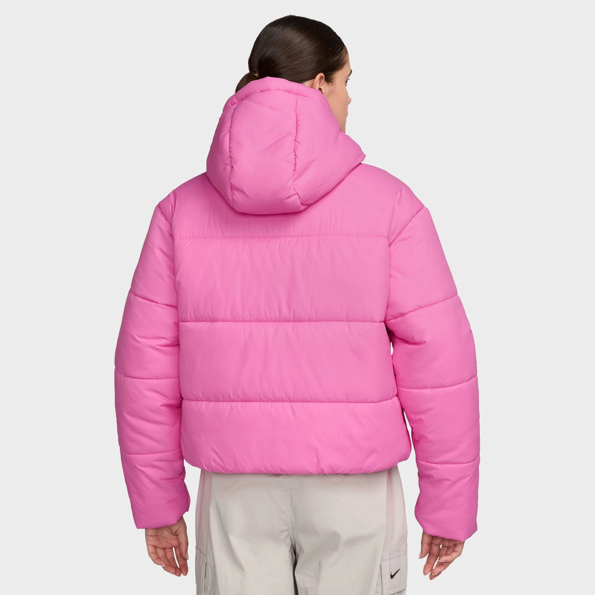 Heat Sealed Seams Nike Women's Sportswear Classic Puffer Therma-FIT Loose Hooded Jacket Playful Pink / White