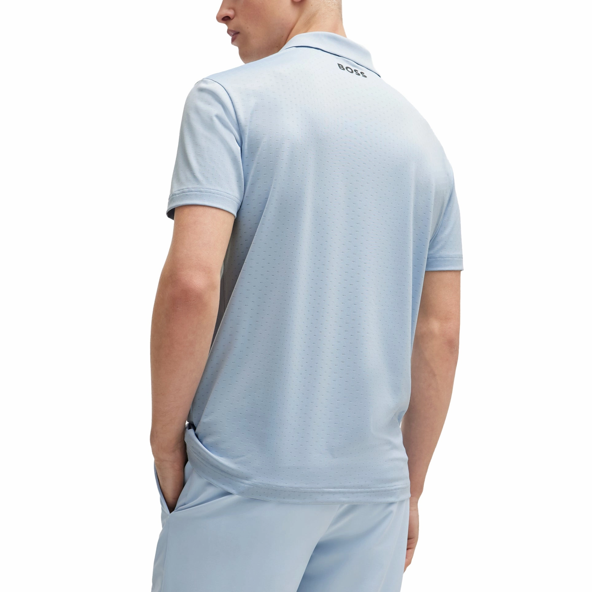 Stretch Comfort Gym To Office BOSS Paddytech Jacquard Golf Shirt - Open Blue