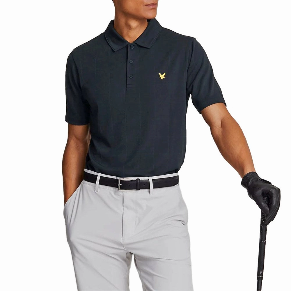 MoistureWicking Fabric Lyle & Scott Golf Grid Polo Shirt - Dark Navy