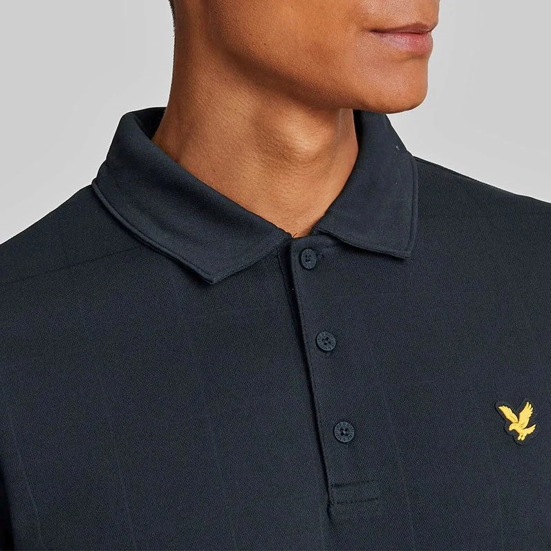 Placket Reinforcement Lyle & Scott Golf Grid Polo Shirt - Dark Navy