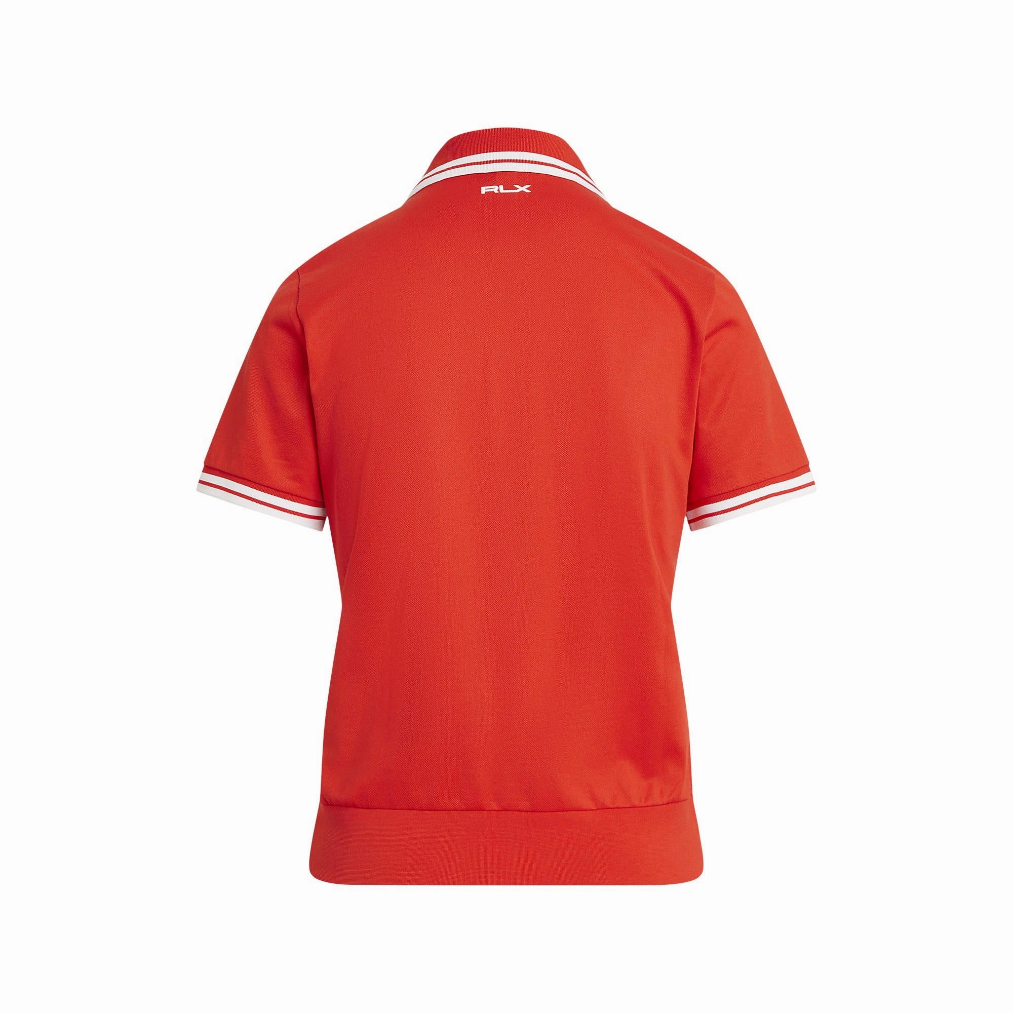 Barrel Cuff Design RLX Ralph Lauren Women's Tour Pique Golf Shirt - Bright Poppy/Ceramic White