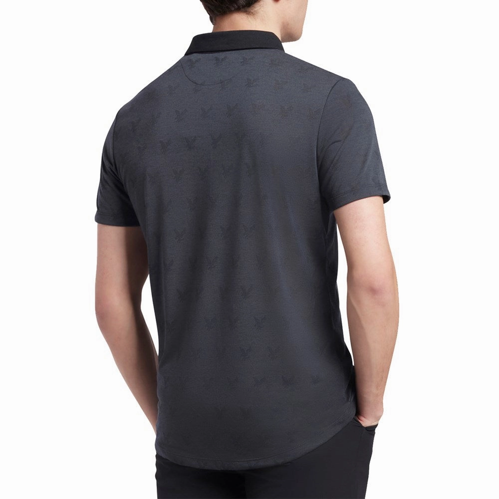 Four Button Placket Lyle & Scott Jacquard Polo Shirt - True Black