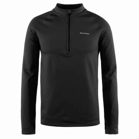 Men's Half Zip Grid Fleece Black DoubleLayered Collar Group Mood