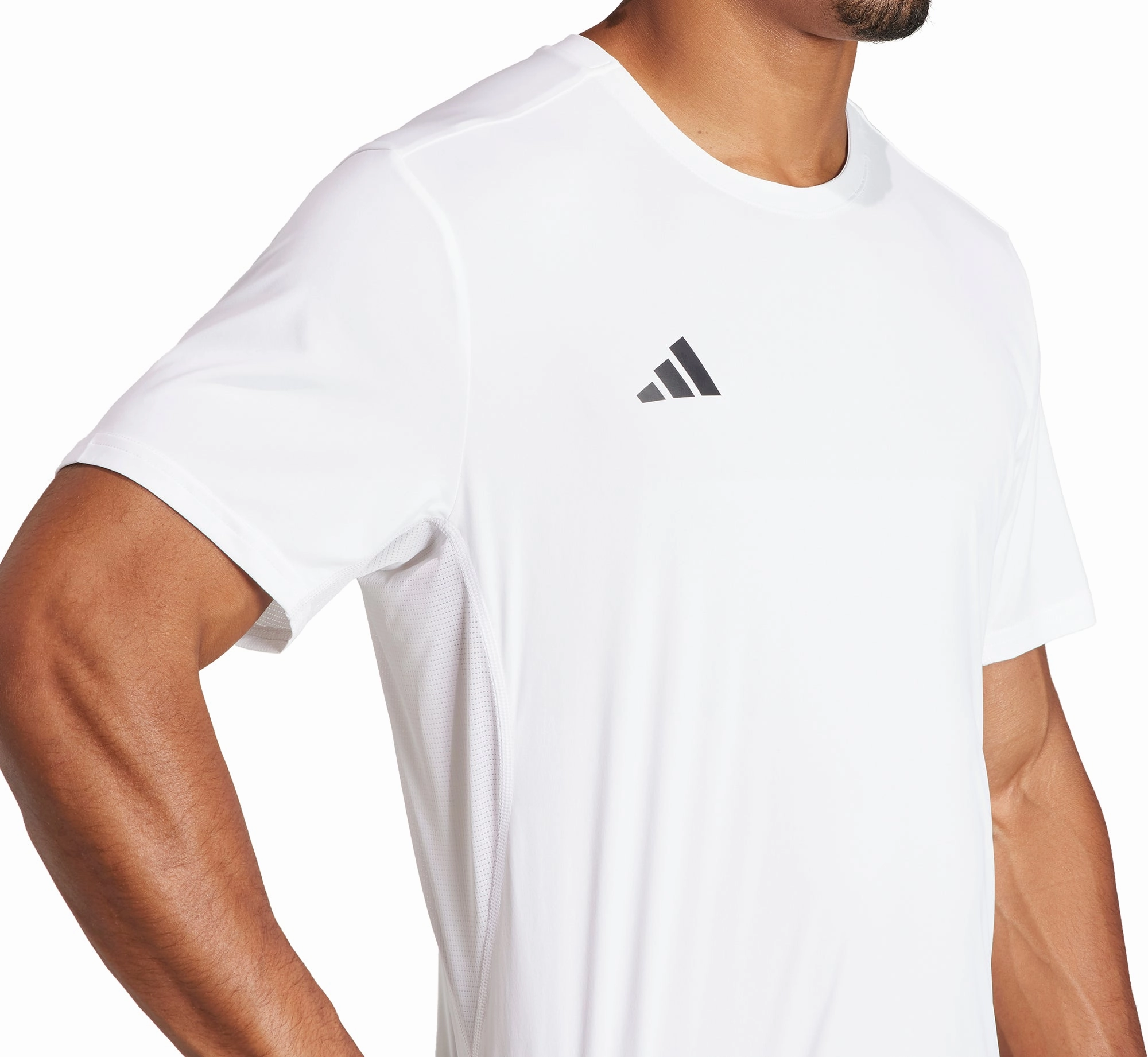 Running Gear AntiStatic Properties adidas Adizero Essentials Short Sleeve Mens Running Top - White