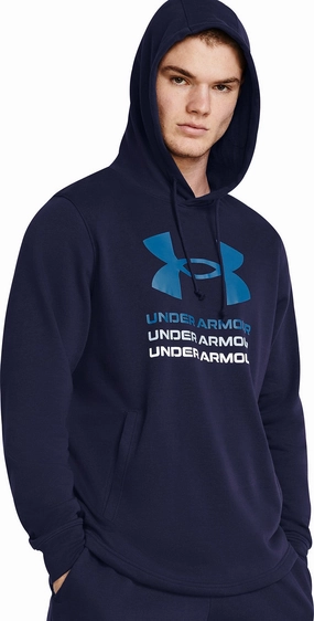 Heavy Silk Under Armour Rival Terry Graphic Mens Training Hoody - Blue