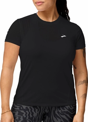 Brooks Sprint 3.0 Short Sleeve Womens Running Top - Black Snag Resistant Surface Non-toxic