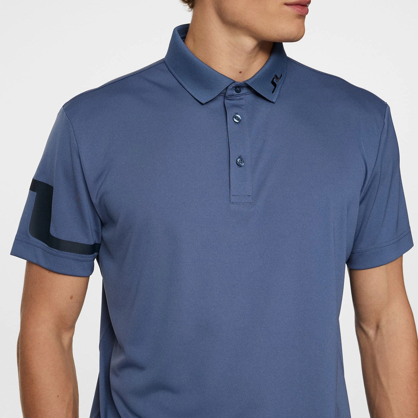 Breathable Weave J.Lindeberg Heath Regular Fit Golf Polo Shirt - Vintage Indigo