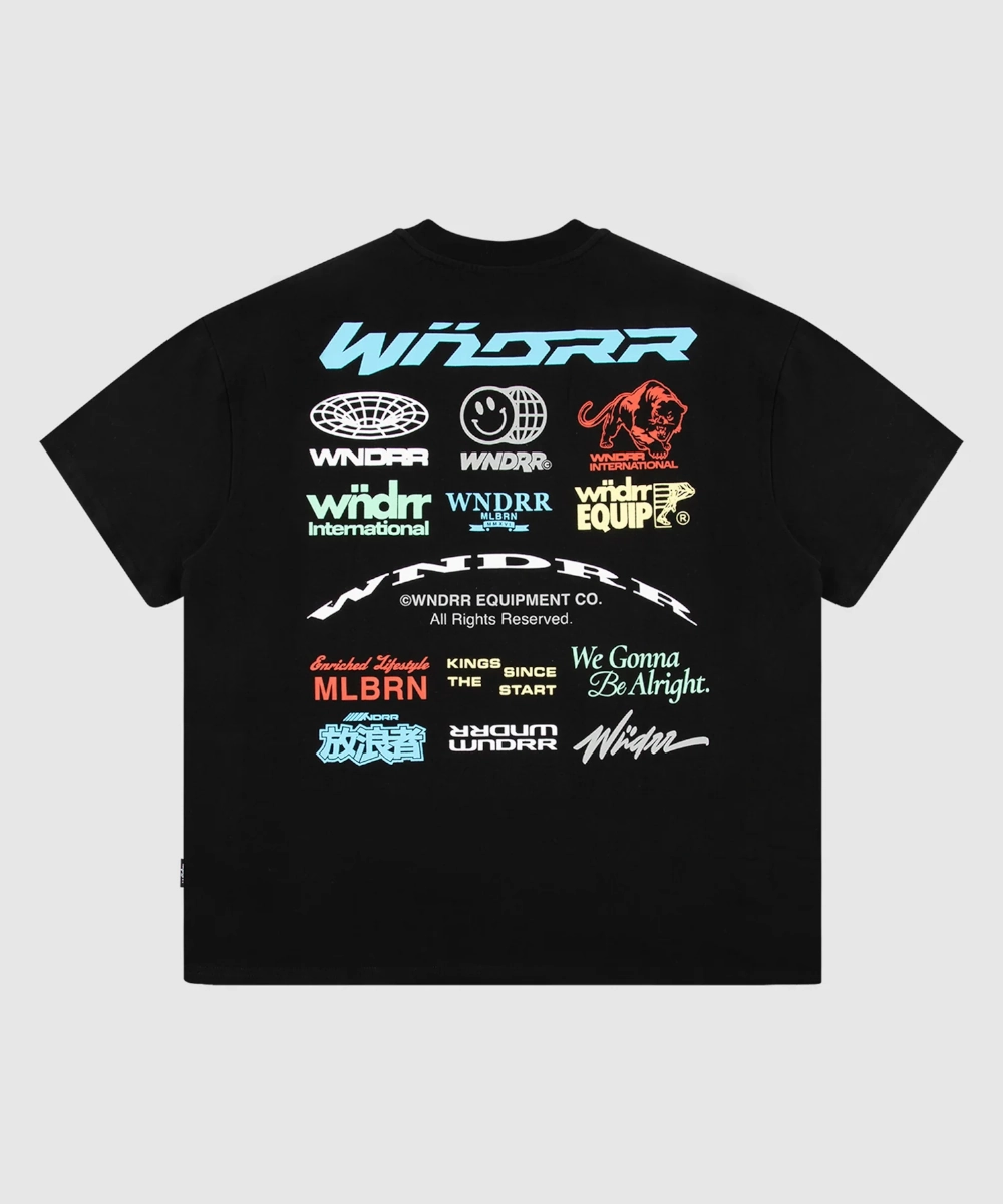 WNDRR Represent Heavy Tee (Black) Permanent Crease GridTexture