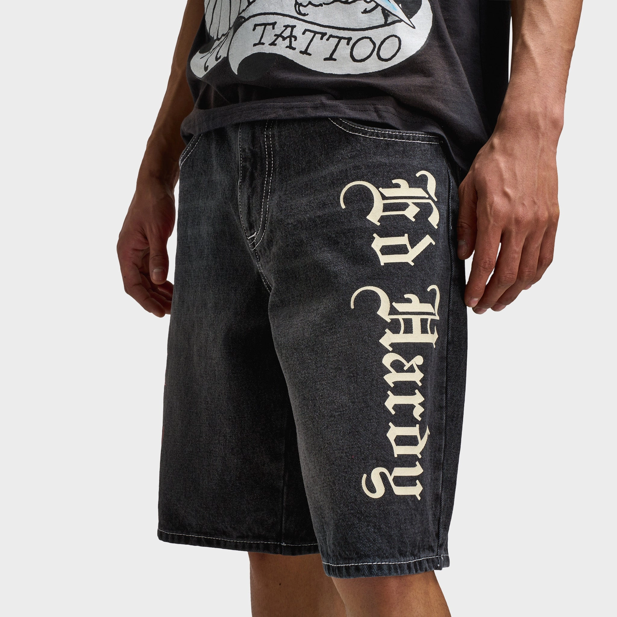 Ed Hardy Live Fast Denim Short / Y2K Black No Fuss Style