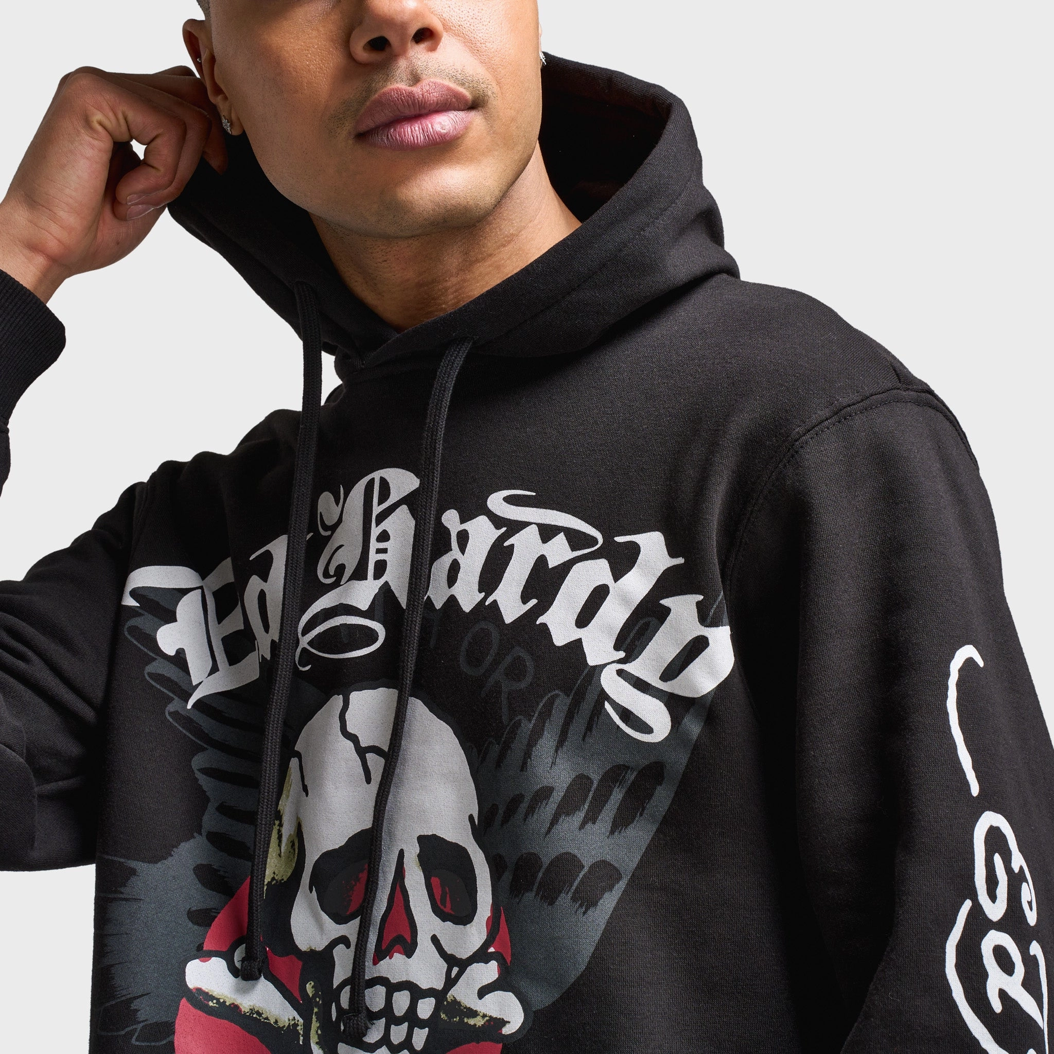 Ed Hardy Skull Pullover Hoodie / Black Airflow Ventilation System Crisp Layer