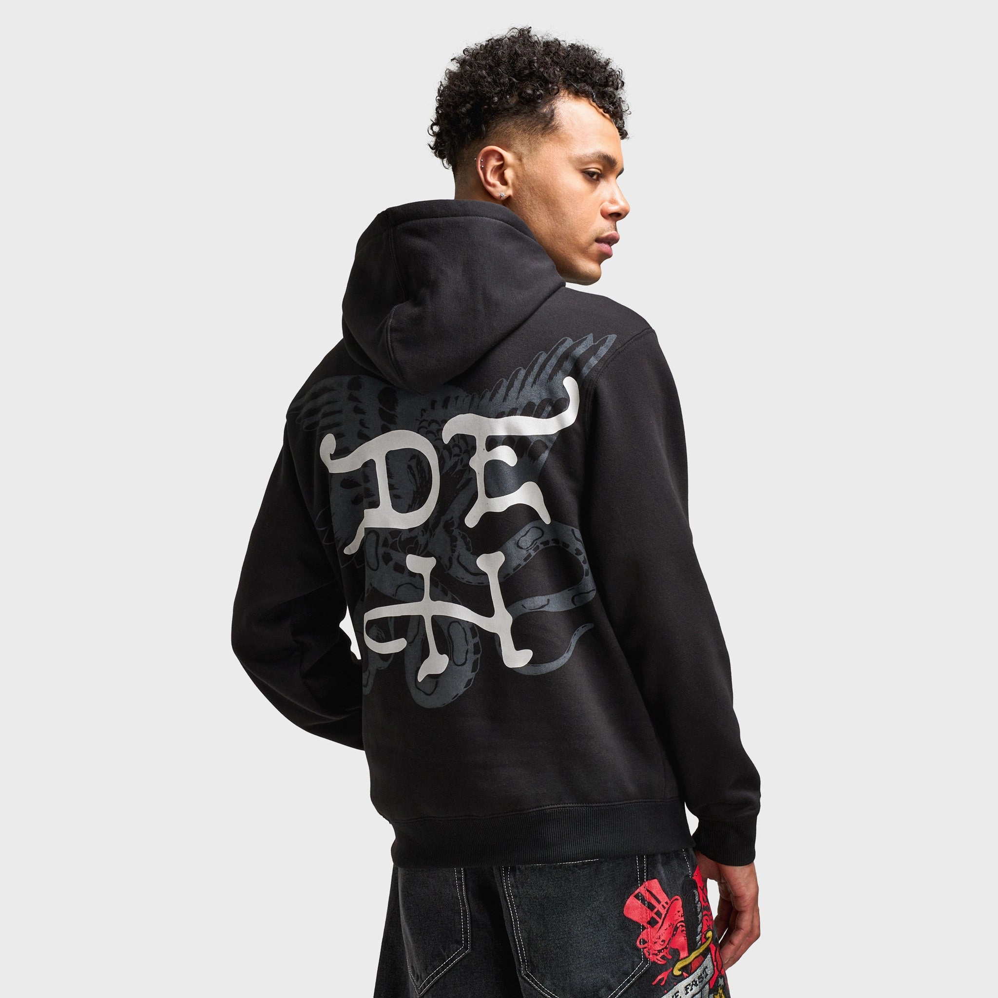 All Season Durable Zippers Ed Hardy Skull Pullover Hoodie / Black