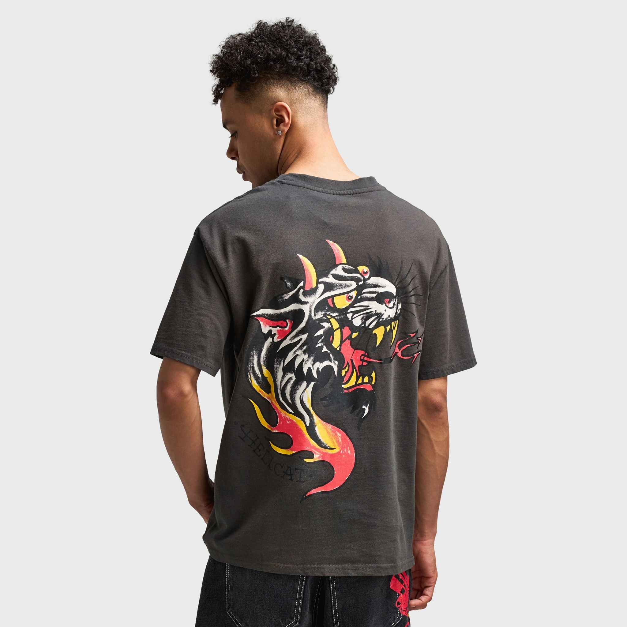 Ed Hardy Vintage Panther Flame Graphic T-Shirt / Charcoal low pressure