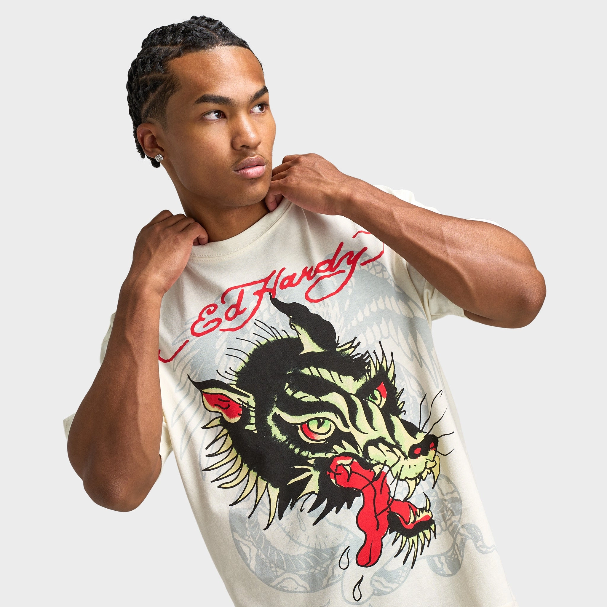 Low Maintenance Fabric individual use Ed Hardy Wolf Head T-Shirt / Vintage Ivory