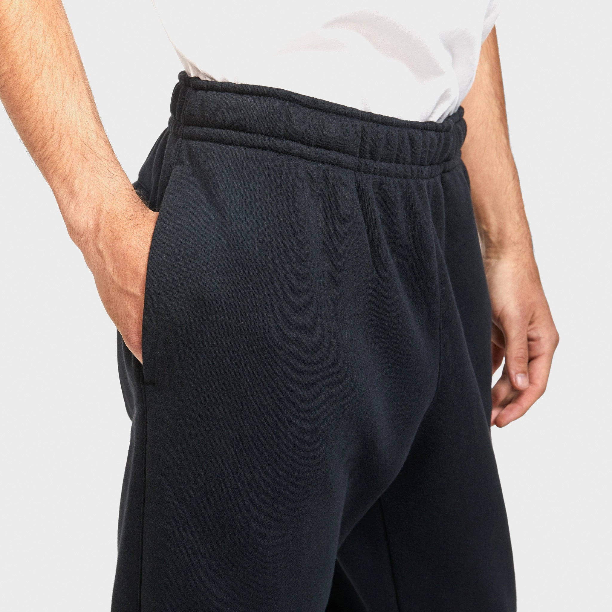 Nike Club Fleece Joggers Black / Black - White Four Way Stretch Fabric