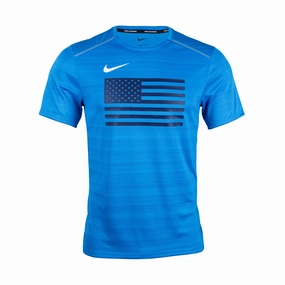 Nike Team USA Men's Miler T-Shirt Lightweight Style Cross Grain Knit