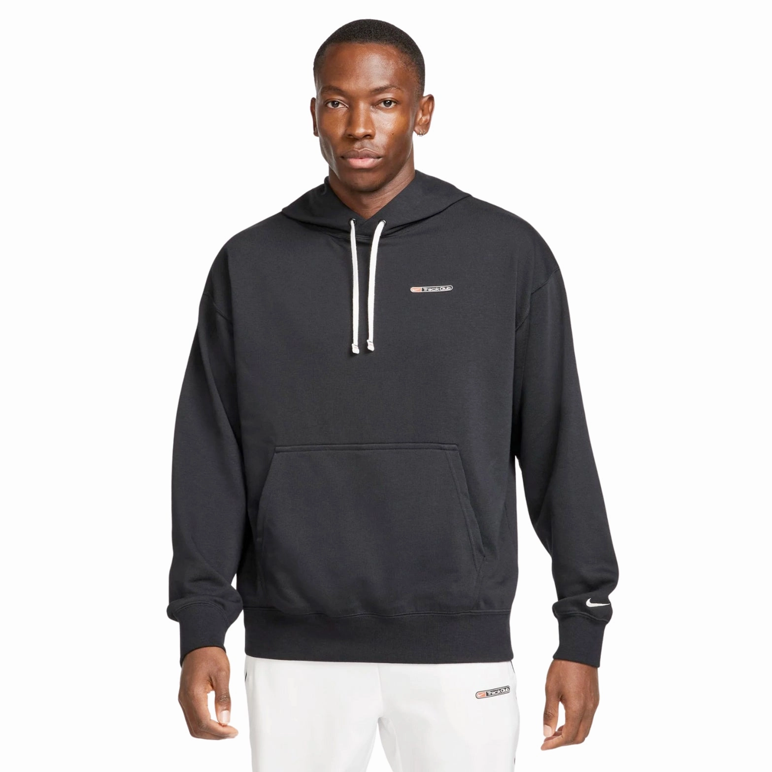 Nike Men's Dri-FIT Track Club Hoodie Black / Summit White MultiPanelDesign Silent Mood