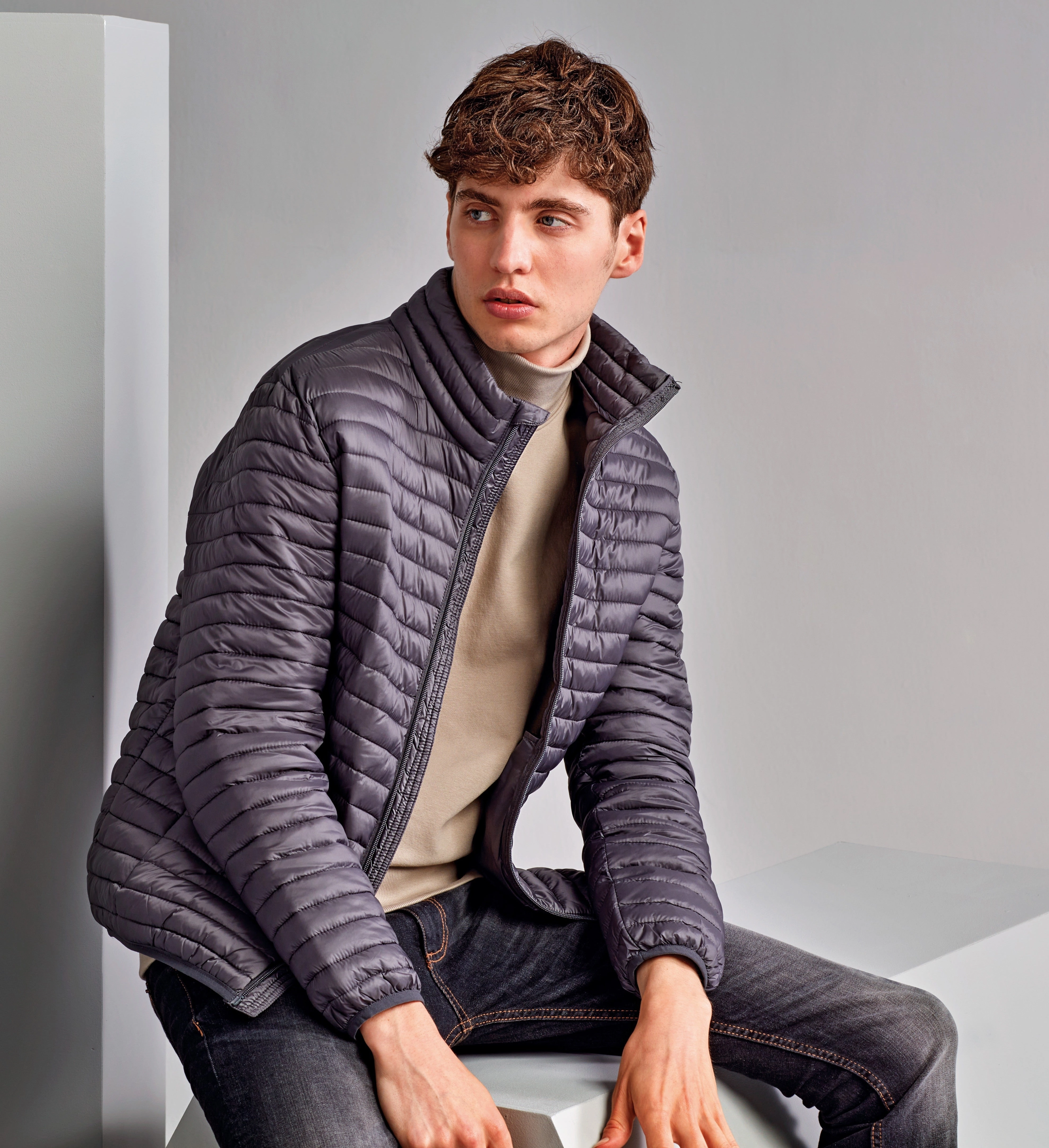 Men's Tribe Fineline Padded Jacket | BLACK Flexible Waistline