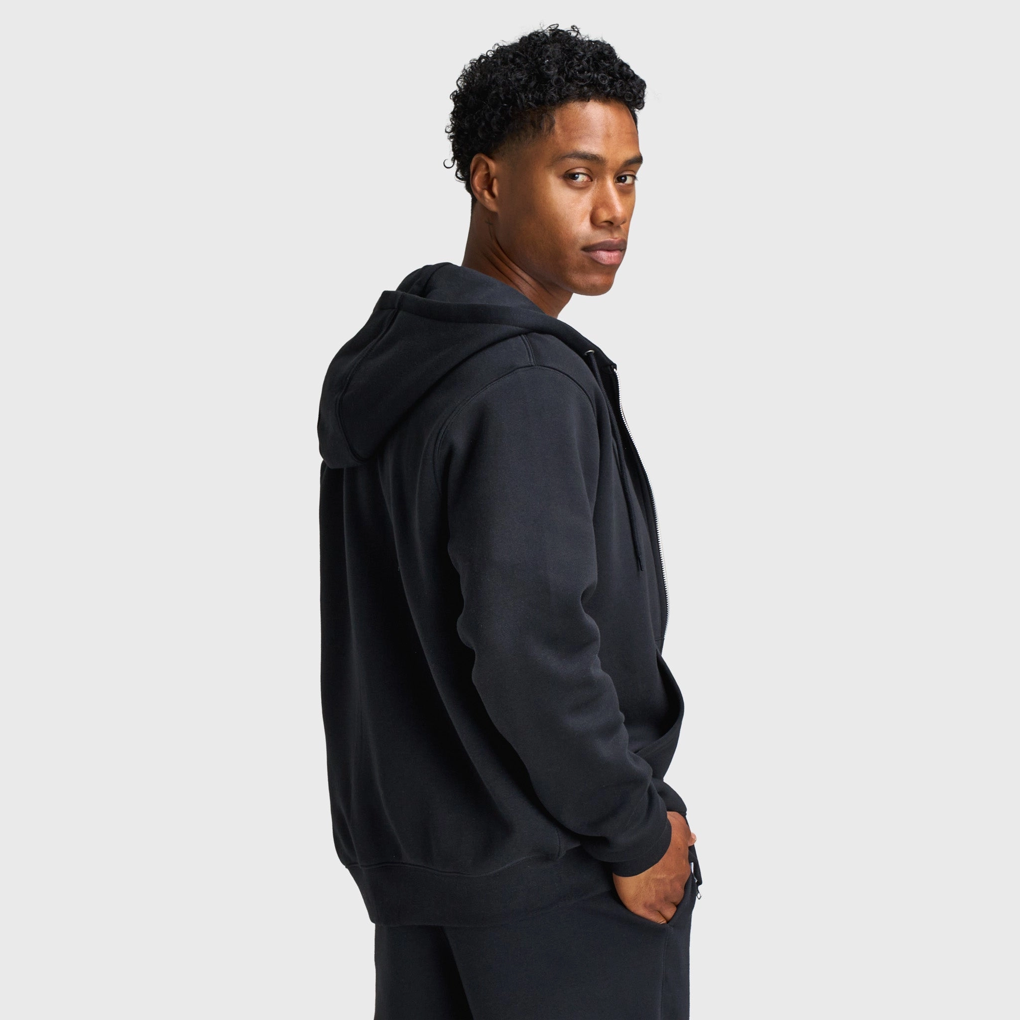 Nike Club Fleece Full Zip Hoodie Black / Black - White City Style