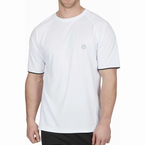 Red Tag Activewear Short Sleeve Mens Running Top - White Casual Comfort Wear Snug fit