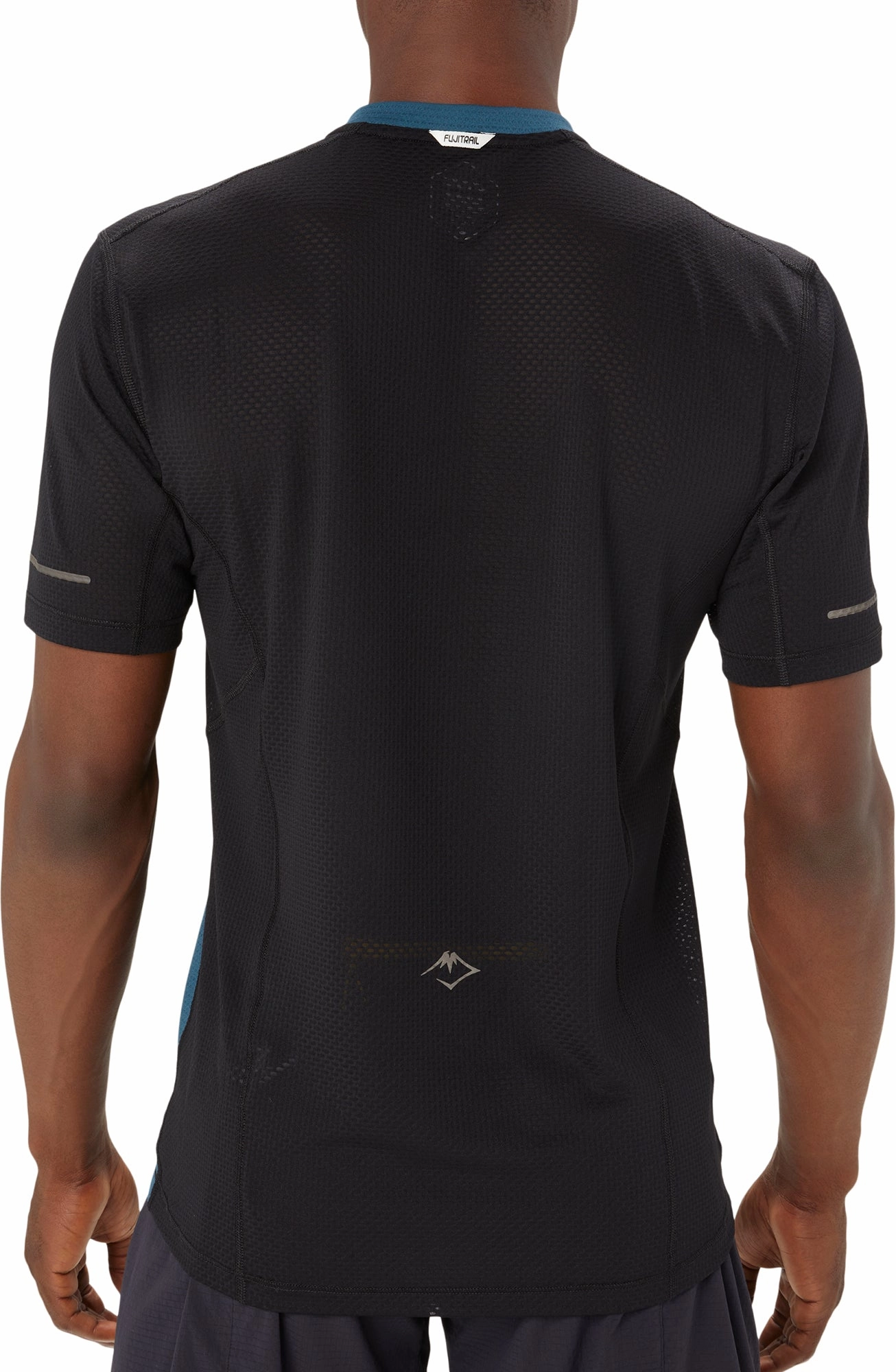 TemperatureRegulating Asics FujiTrail Half Zip Short Sleeve Mens Running Top - Blue
