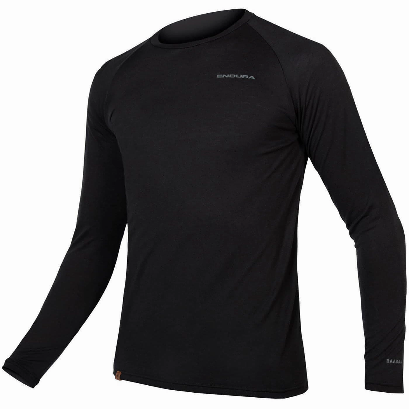 Vibration Dampening Tech Endura BaaBaa Blend Long Sleeve Mens Cycling Baselayer - Black