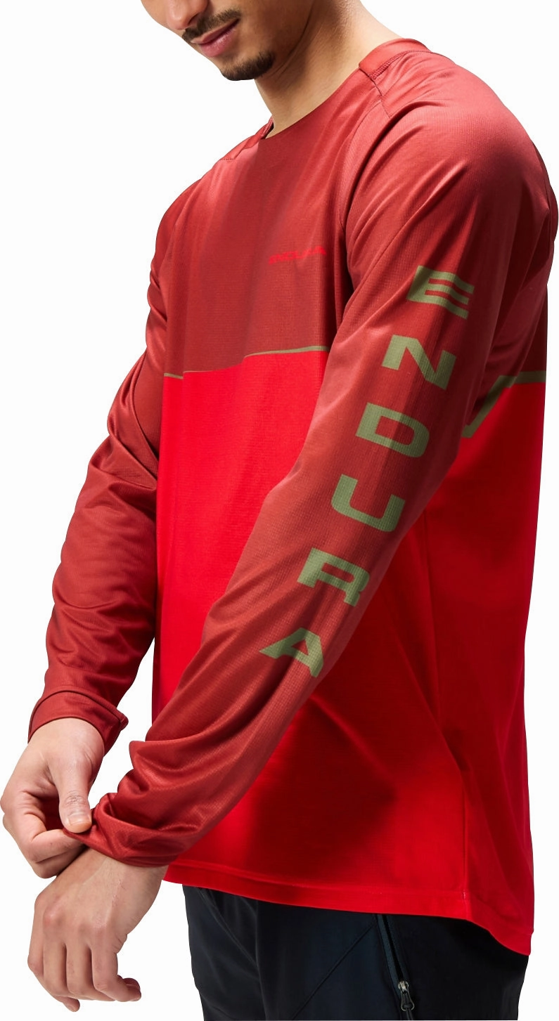 Flexible Midsole Design tour Endura Core Printed Long Sleeve Mens Cycling Jersey - Red