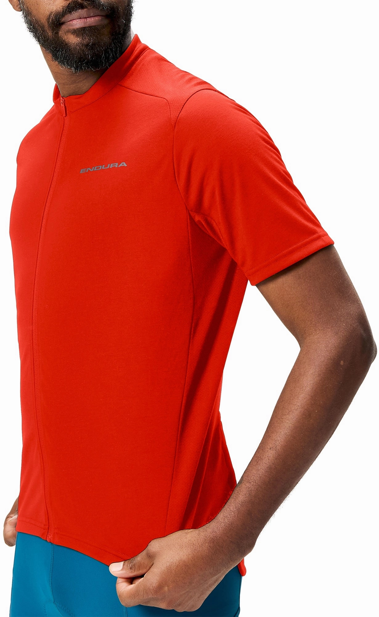 snap closure Sporty Chic Endura Loop Short Sleeve Mens Cycling Jersey - Red