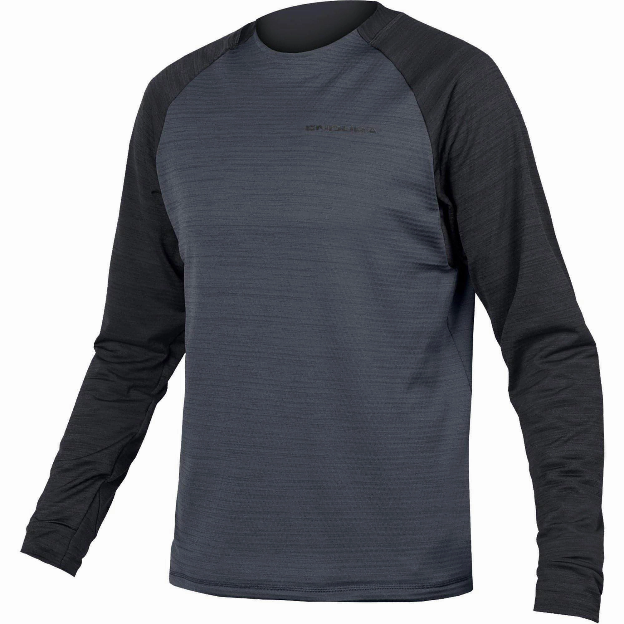 Odor Control Lining Endura Singletrack Fleece Long Sleeve MTB Mens Cycling Jersey - Black
