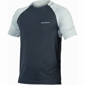 Endura SingleTrack Short Sleeve Mens Cycling Jersey - Blue Convertible Collar System