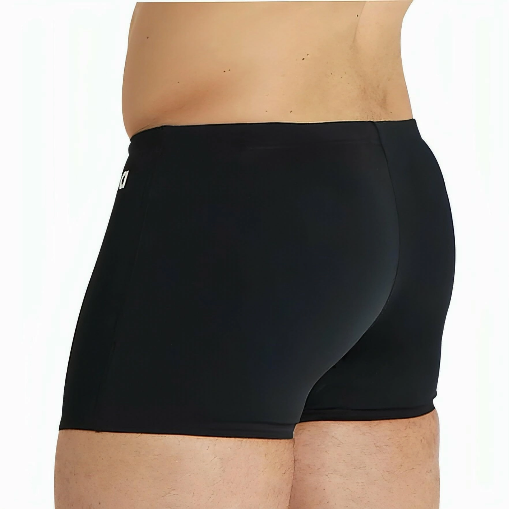 Tumble Resistant Cut Arena Solid Mens Swim Shorts - Black