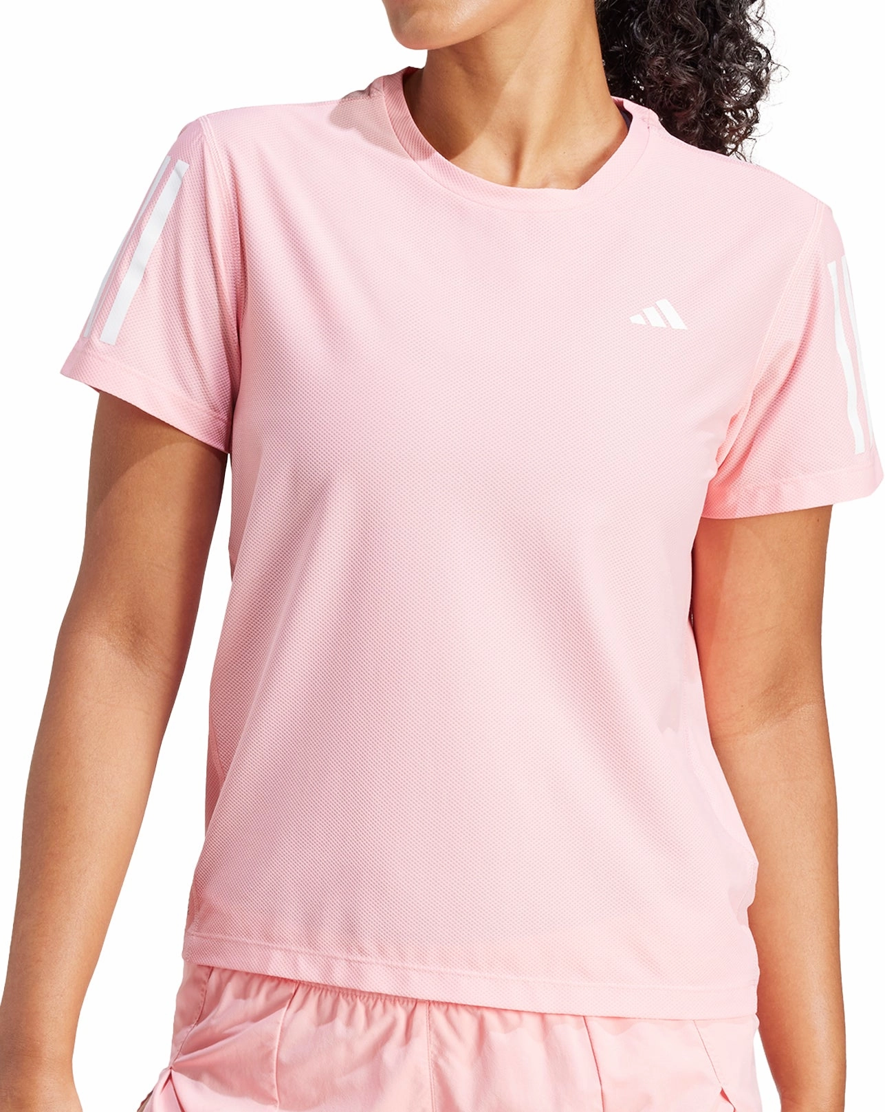 adidas Own The Run Short Sleeve Womens Running Top - Pink Minimal Outfit