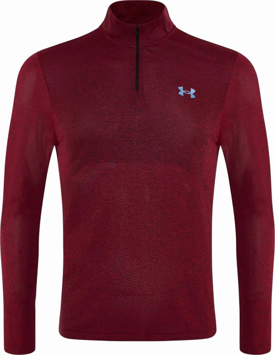 Polyester Personalized Gift Under Armour Seamless Stride Half Zip Long Sleeve Mens Running Top - Red