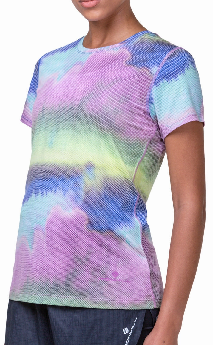 Ronhill Tech Golden Hour Short Sleeve Womens Running Top - Multi hiking clothes Bright Color