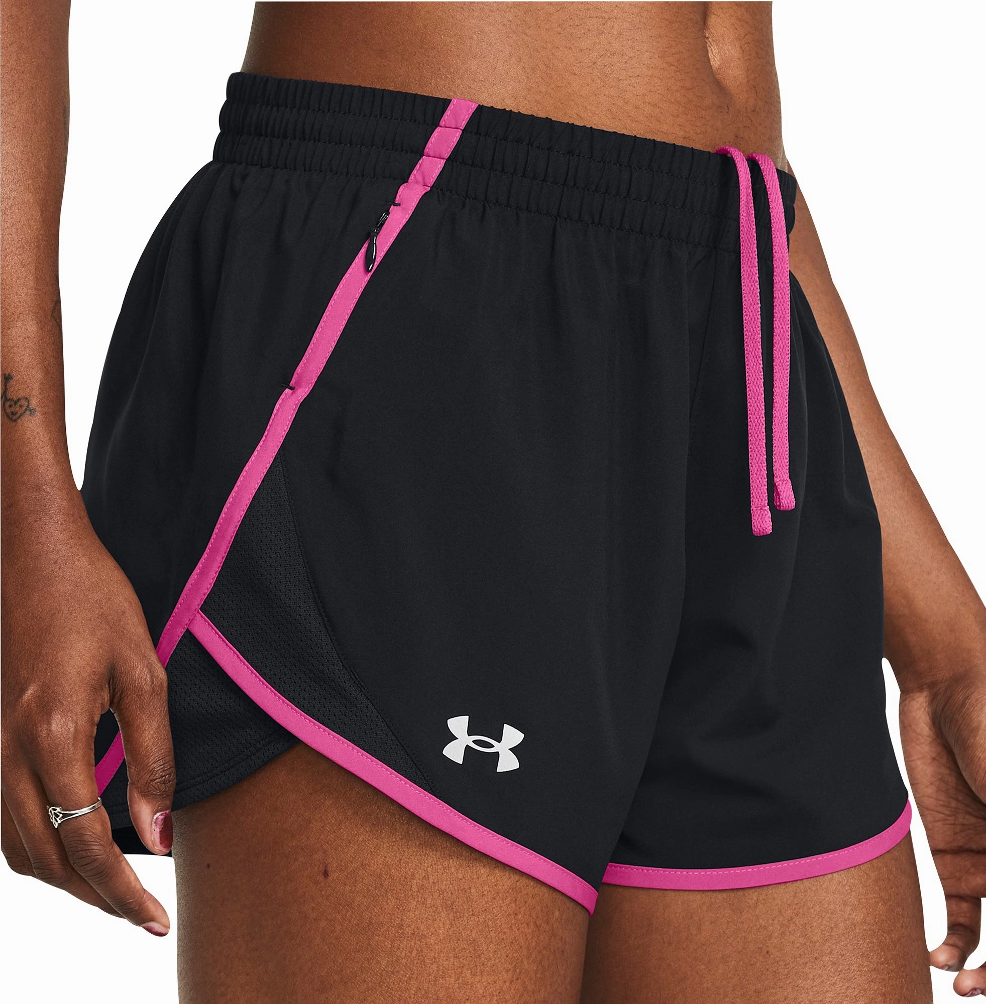 entertainment industry Friction Reducing Lining Under Armour Fly By 3 Inch Womens Running Shorts - Black