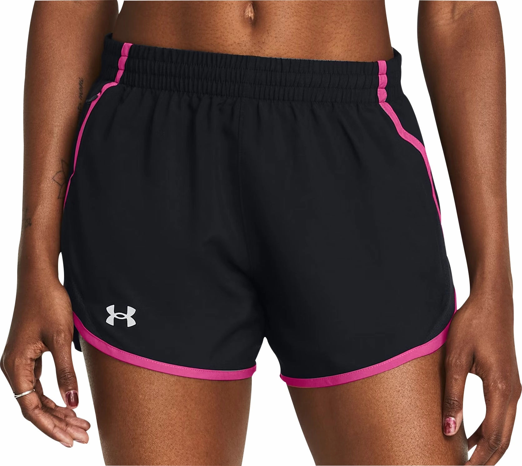 Button Closure Faux Fur Under Armour Fly By 3 Inch Womens Running Shorts - Black