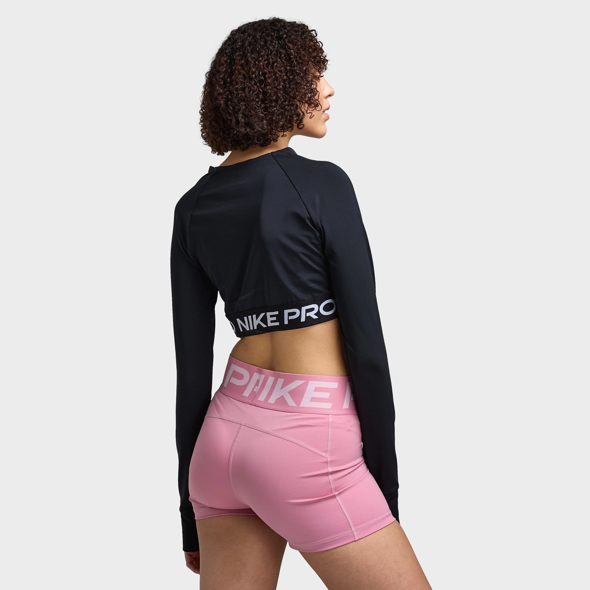 Nike Women's Pro 365 Dri-FIT Cropped Long Sleeve Top Black / White Eco Certified Fiber Outdoor Gear