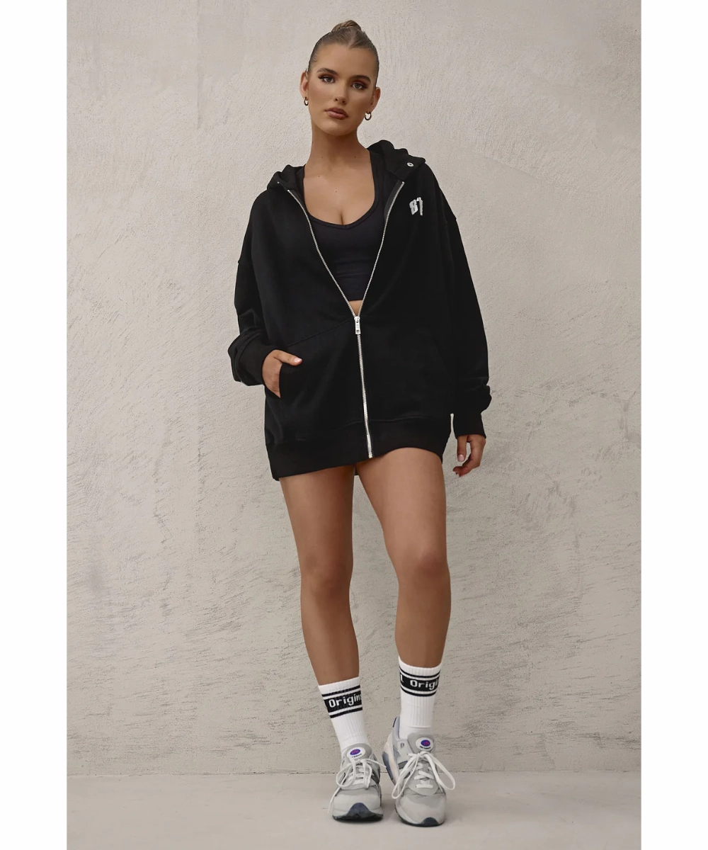 SoftLining Collapsible Hood 811 Originals Unisex King St Zip Up Hoodie (Black)