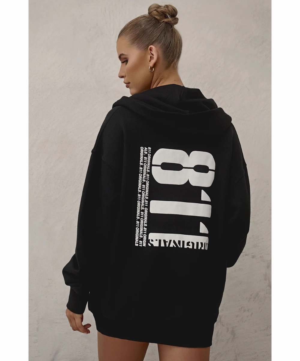 WearResistantHem Snow Core 811 Originals Unisex King St Zip Up Hoodie (Black)