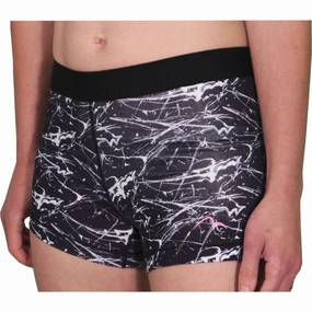 More Mile Go For It Printed Womens Short Running Tights - Black tropical style