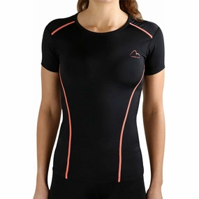 Cozy Design Oversized Silhouette More Mile Compression Short Sleeve Womens Top - Black