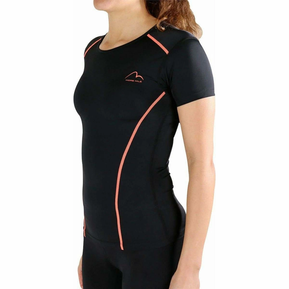 More Mile Compression Short Sleeve Womens Top - Black Sporty Style