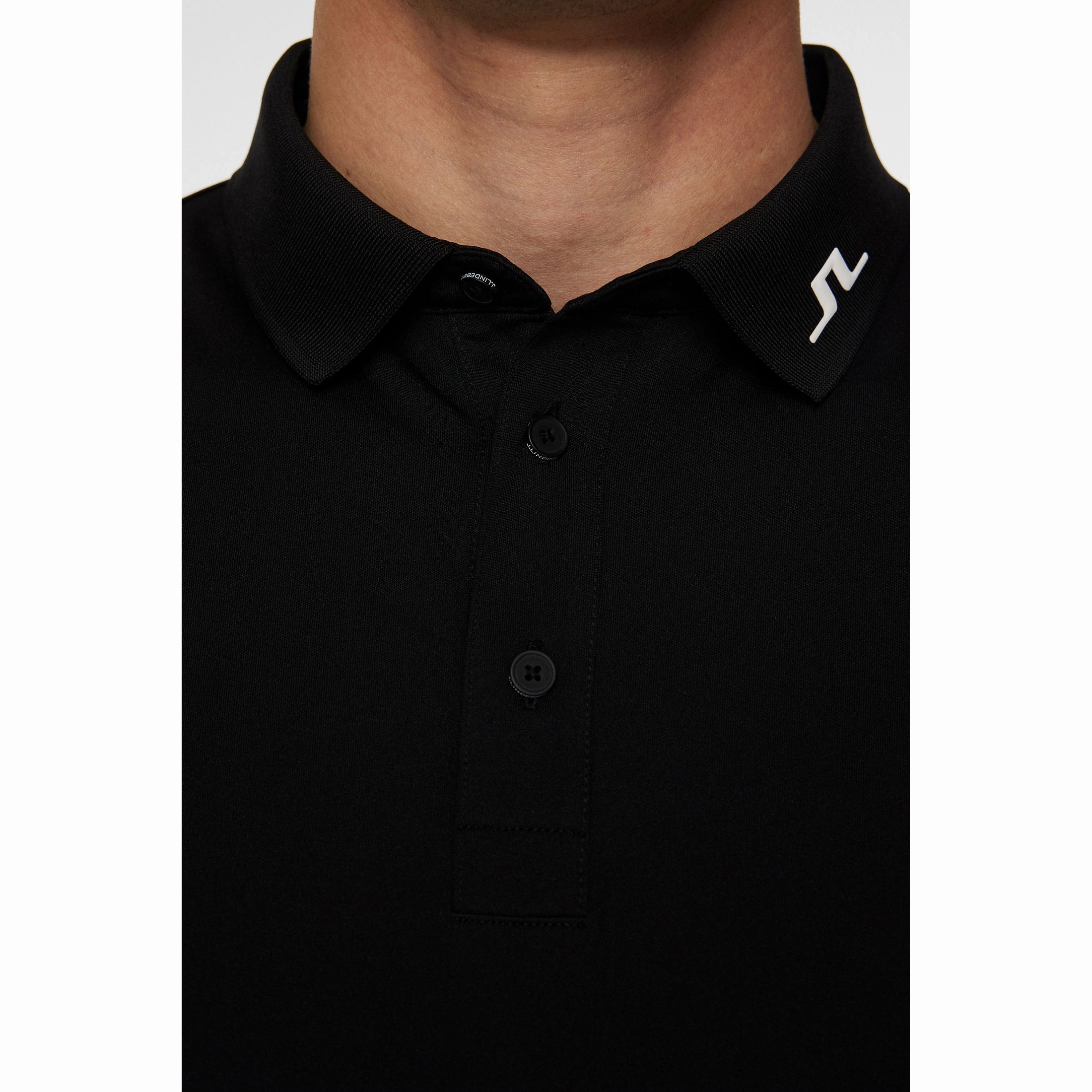 J.Lindeberg KV Golf Polo Shirt - Black Placket Reinforcement