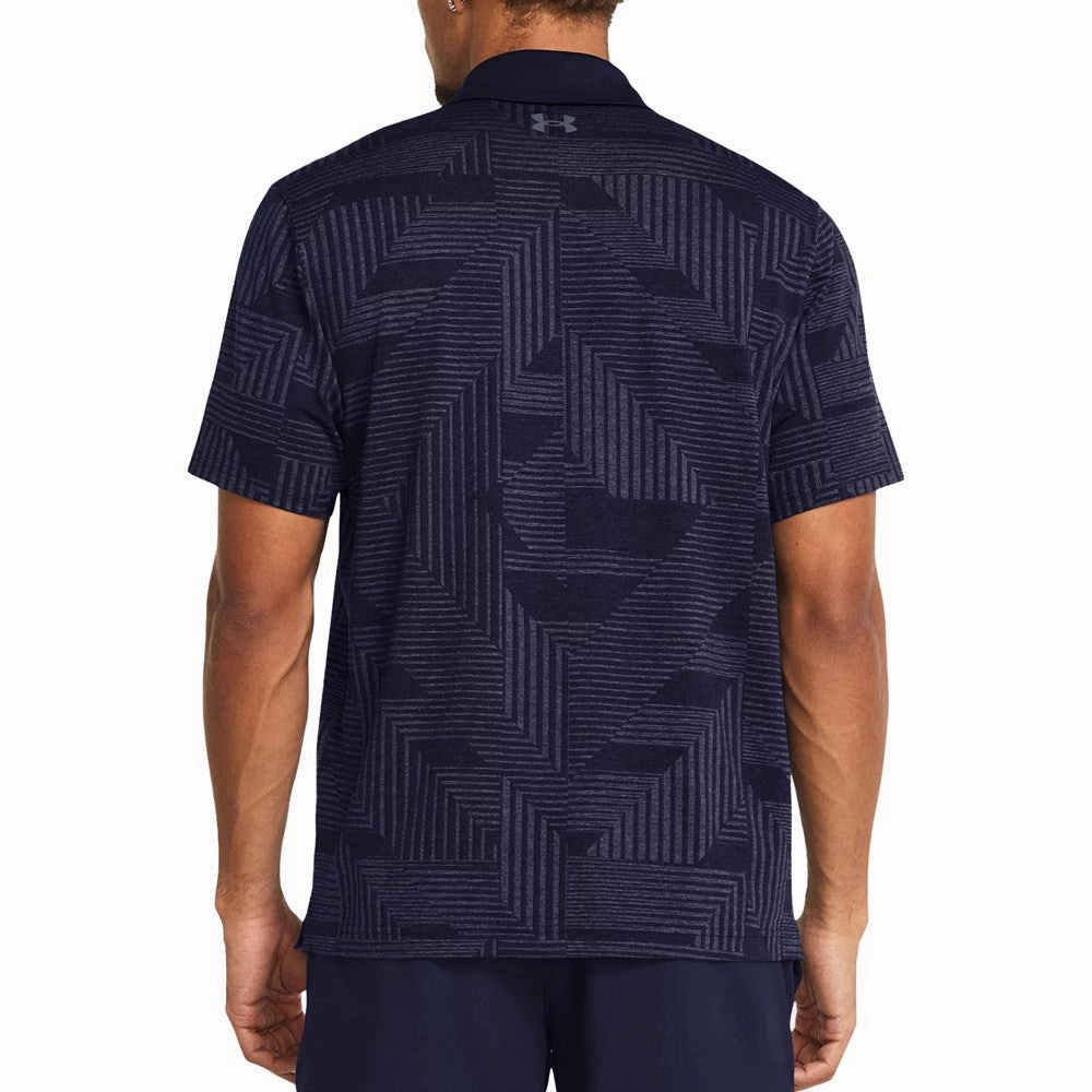 Athletic Cut Under Armour Playoff Geo Jacquard Golf Polo Shirt - Midnight Navy