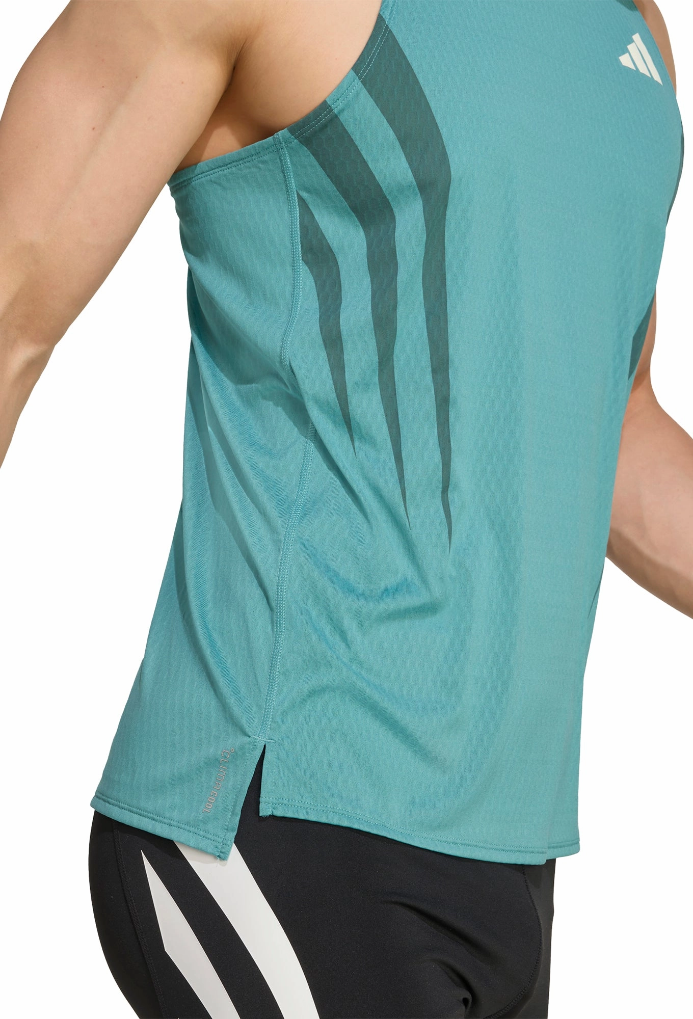 Easy Care Material rectangular adidas Adizero Archive Mens Running Vest - Green